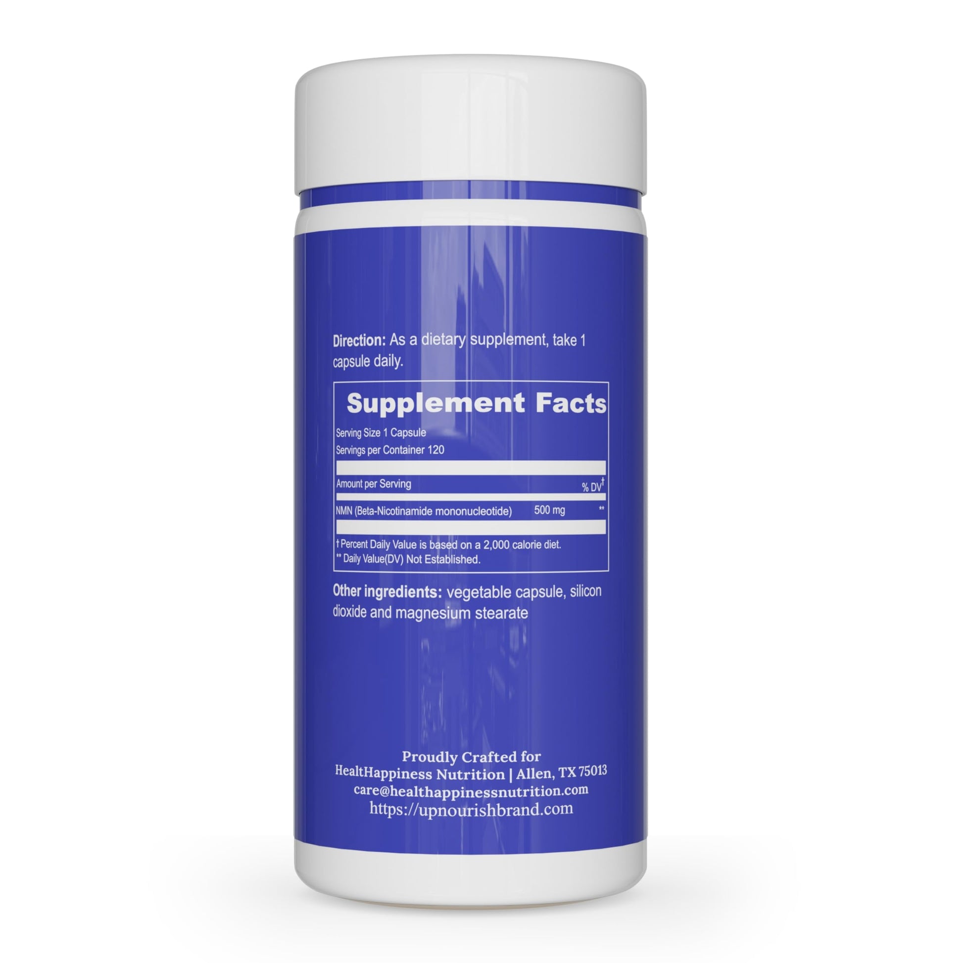 UpNourish NMN 500mg 120 Capsules - Beta Nicotinamide Mononucleotide NAD Supplement - Nicotinamide Riboside Alternative for Women & Men UpNourishBuy Supplements Australia