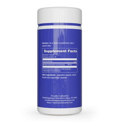 UpNourish NMN 500mg 120 Capsules - Beta Nicotinamide Mononucleotide NAD Supplement - Nicotinamide Riboside Alternative for Women & Men UpNourishBuy Supplements Australia