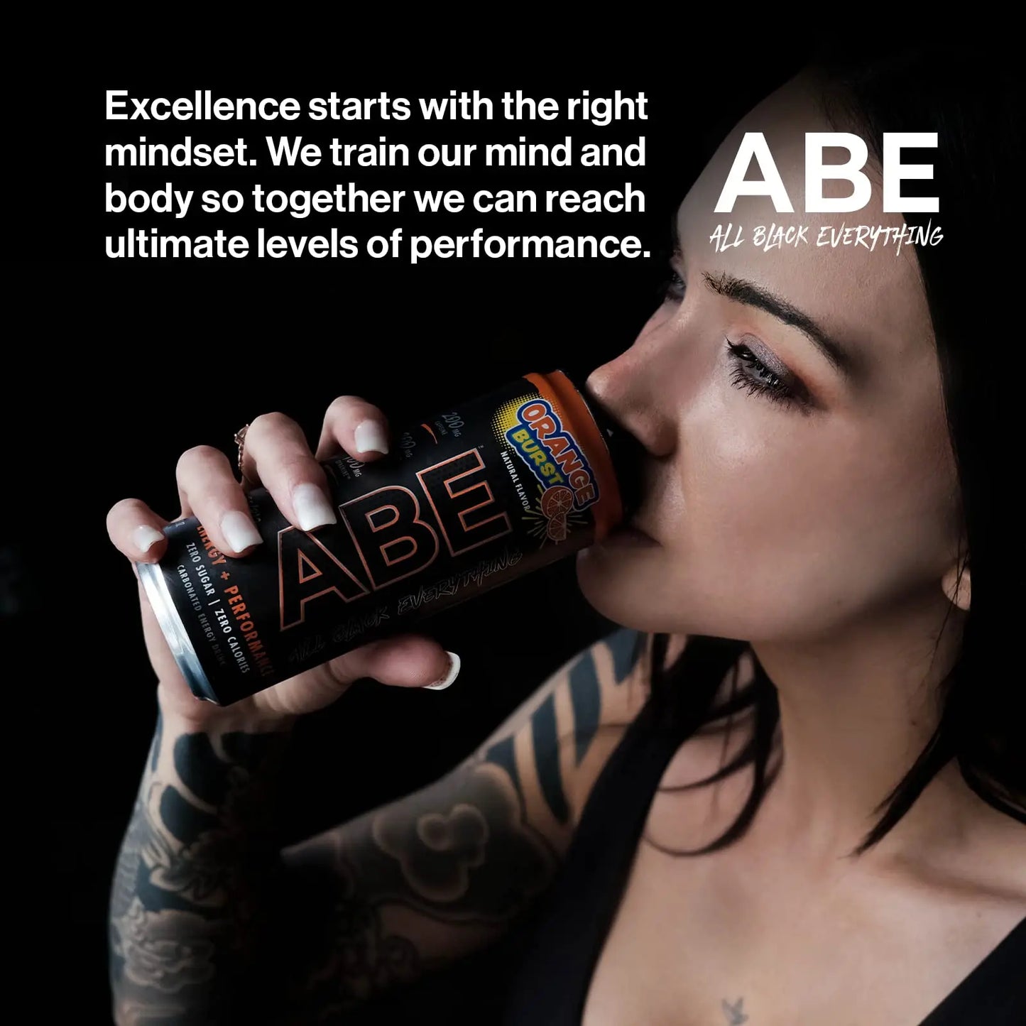 ABE Energy + Performance Sugar Free Energy Drink - All Black Everything Drink With Caffeine ABE all black everything
