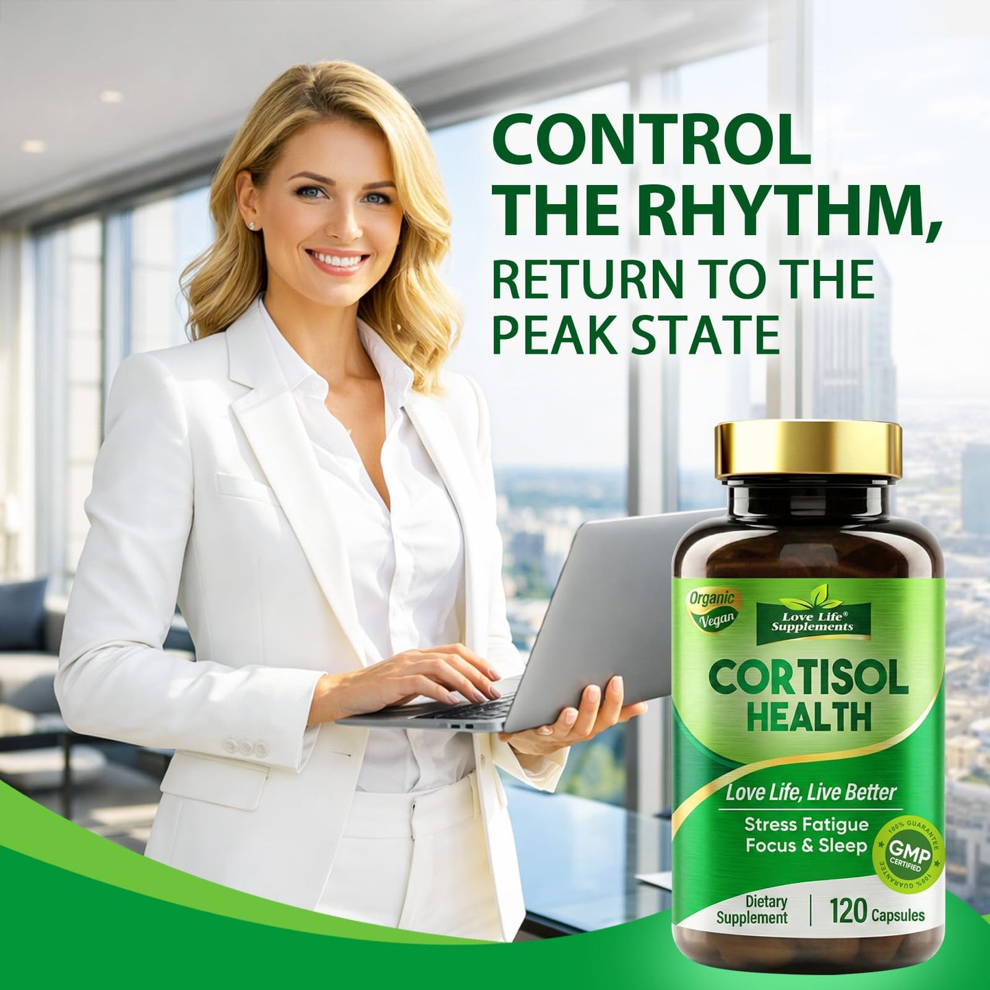 Cortisol Supplements for Women/Men, Advanced Stress & Cortisol Support with Ashwagandha & Rhodiola Rosea, Promotes Relaxation, Mood, Focus, and Restful Sleep for Men and Women, 120 Capsules Love Life SupplementsBuy Supplements Australia