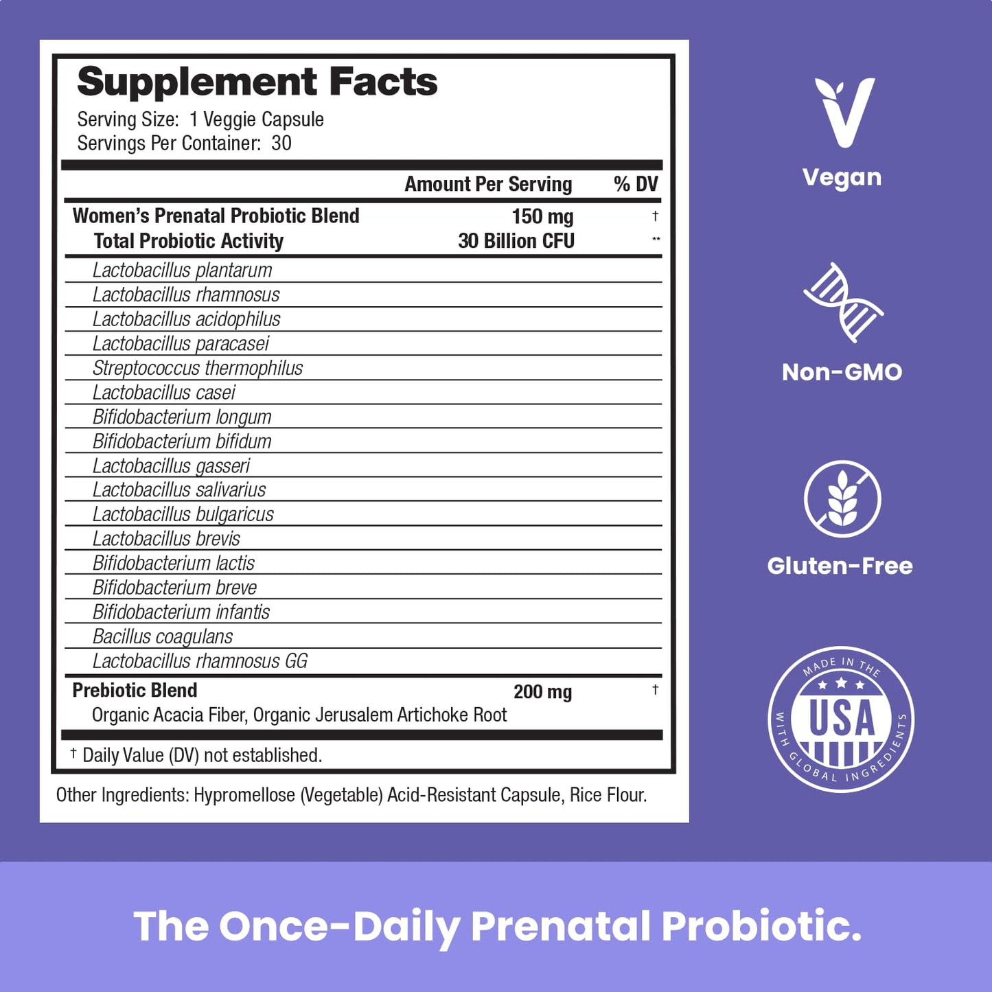 Prenatal Probiotics for Women | 30 Billion CFU, 17 Strains + Organic Prebiotics Mother's Promise