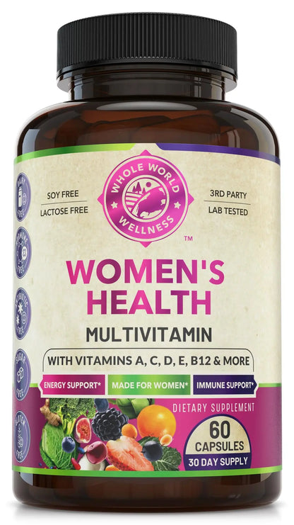 Womens Daily Multivitamins & Multimineral Supplement for Energy, Mood, Focus, Hair WHOLE WORLD WELLNESS