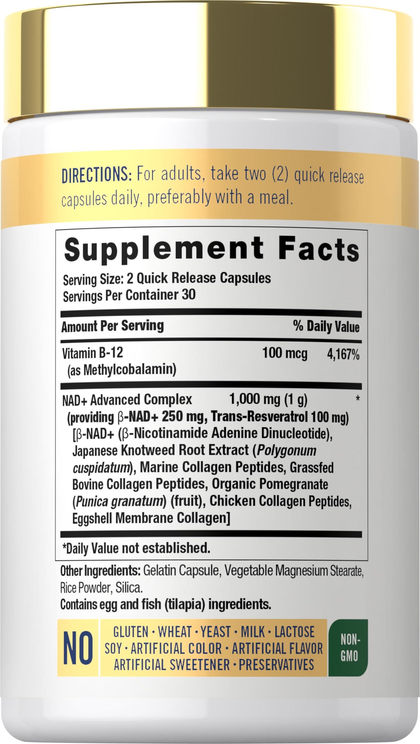 Carlyle NAD+ Supplement 1000 mg | 60 Capsules | with Resveratrol and Collagen | Advanced Complex for Women and Men | Non-GMO & Gluten Free CarlyleBuy Supplements Australia