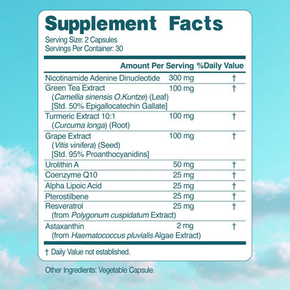 NAD+ Elite Complex – Direct NAD+ 300 mg with Urolithin A, Resveratrol, CoQ10 & Antioxidant Blend – Cellular Energy, Mitochondrial Support & Healthy Aging – Vegan, Non-GMO, 60 Capsules (30 Servings) Simply Nature's PledgeBuy Supplements Australia