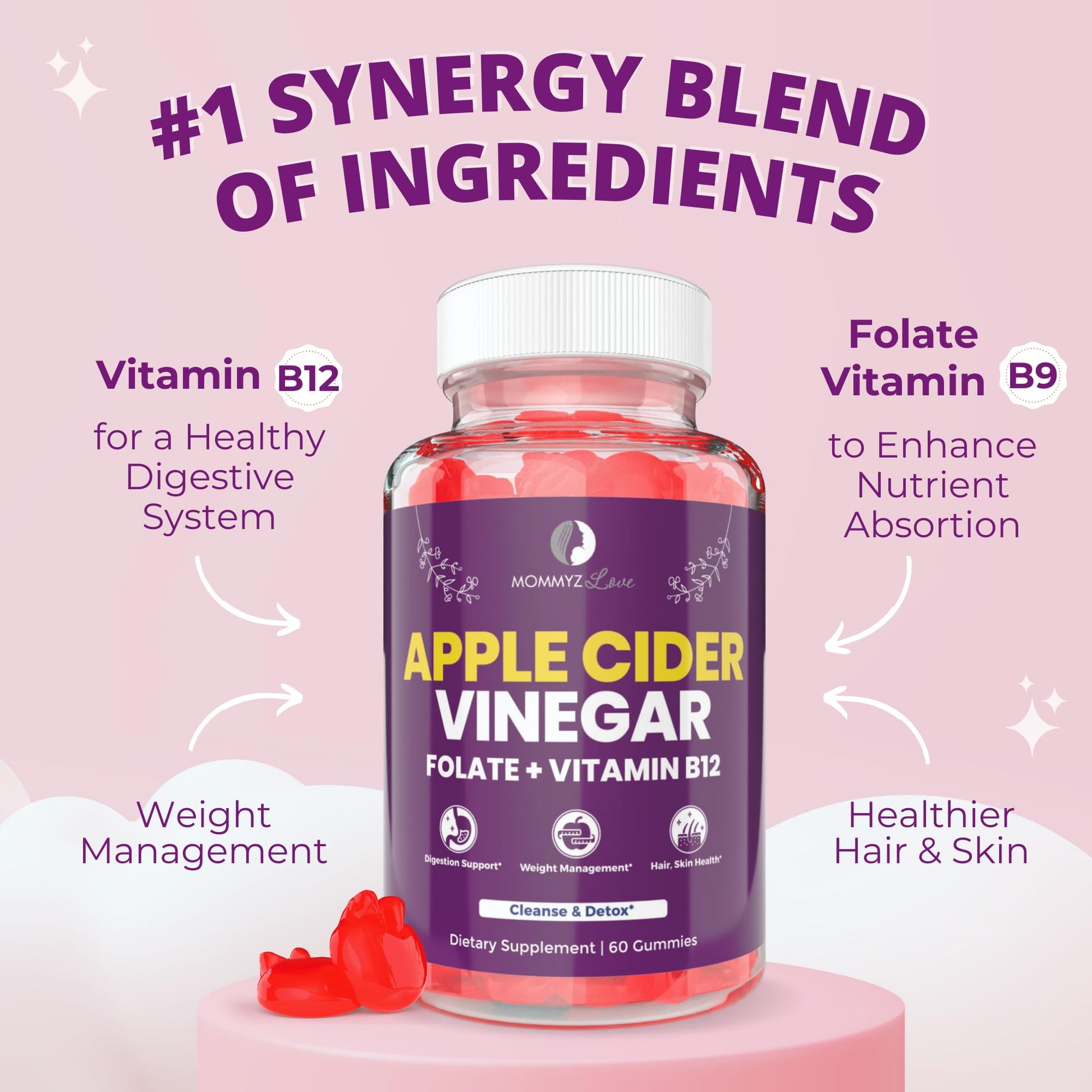 Myo-Inositol Conception Fertility Prenatal Vitamins for Healthy Ovarian Function plus Apple Cider Mommyz Love
