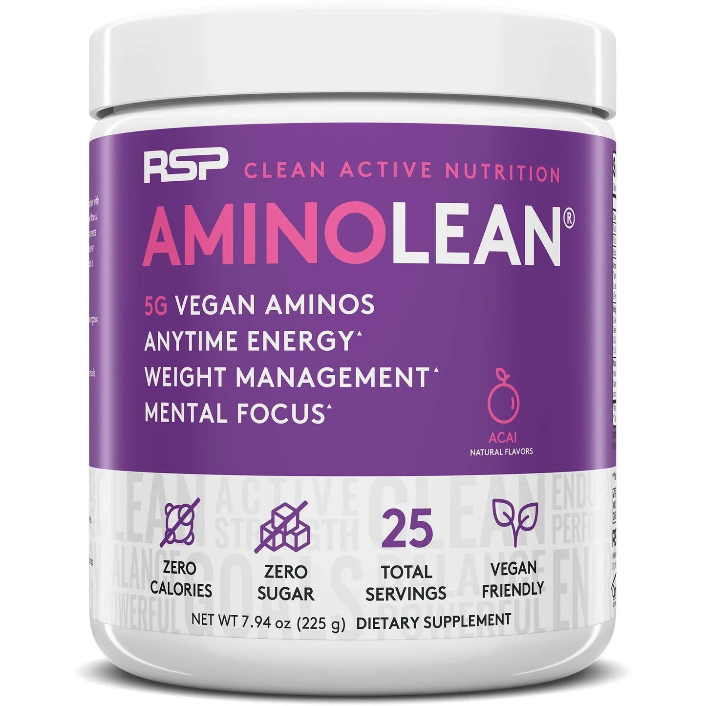 RSP NUTRITION Vegan AminoLean Pre Workout Energy (Acai 25 Servings) with AminoLean RSP NUTRITION
