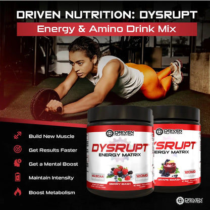 Driven Nutrition DYSRUPT: BCAA + Caffeine with Electrolytes: Sugar & Gluten Free Supplement Driven Nutrition