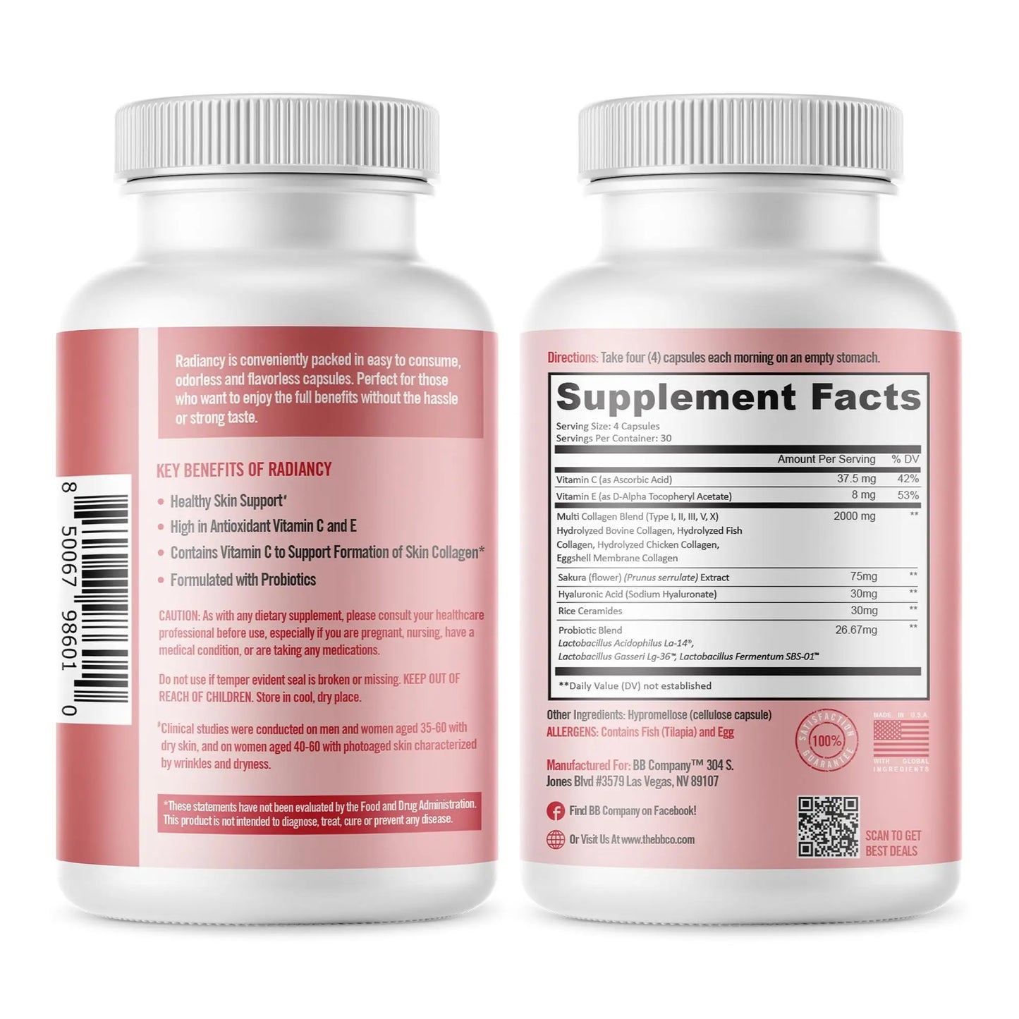 BB Company Radiancy | Vaginal Probiotics for Vaginal Dryness, pH Balance | Fights Itch, Odor | Anti-Aging | Hyaluronic Acid, Probiotics BB Company