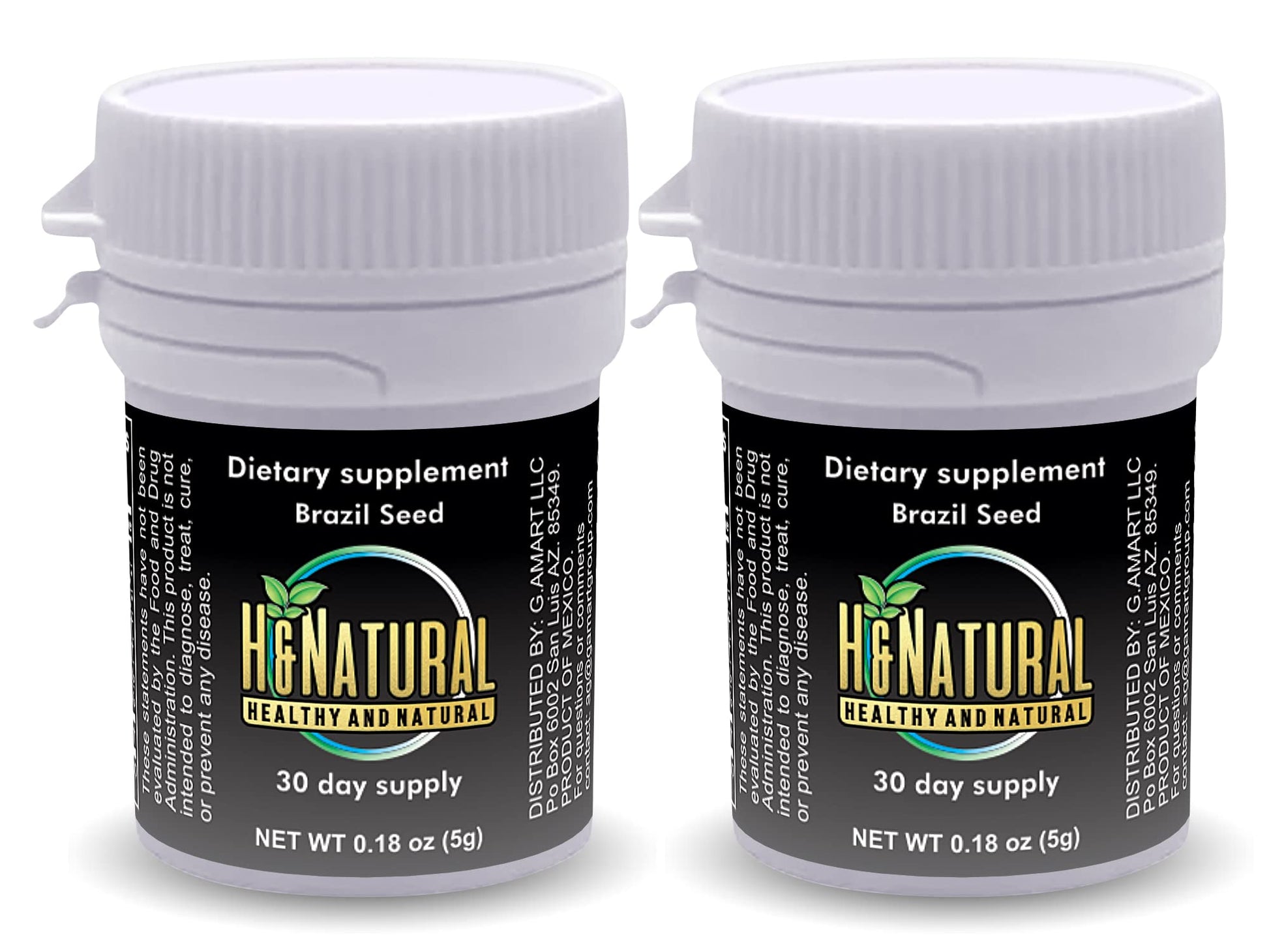 H&Natural 2 Pack! Brazil Seed Dietary Supplement 60 Pieces, Pure Natural Semilla de Brasil
