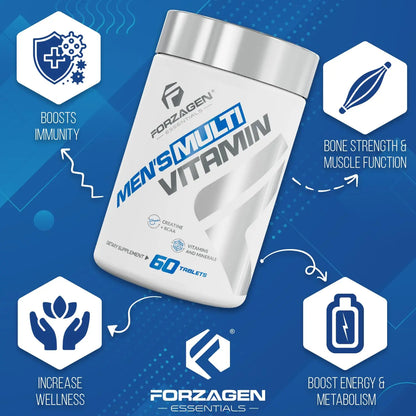 Forzagen Essentials Men's Multivitamin with Creatine and BCAA, Complete Vitamin and Mineral Complex, 60 Tablets Forzagen buy supplements Au