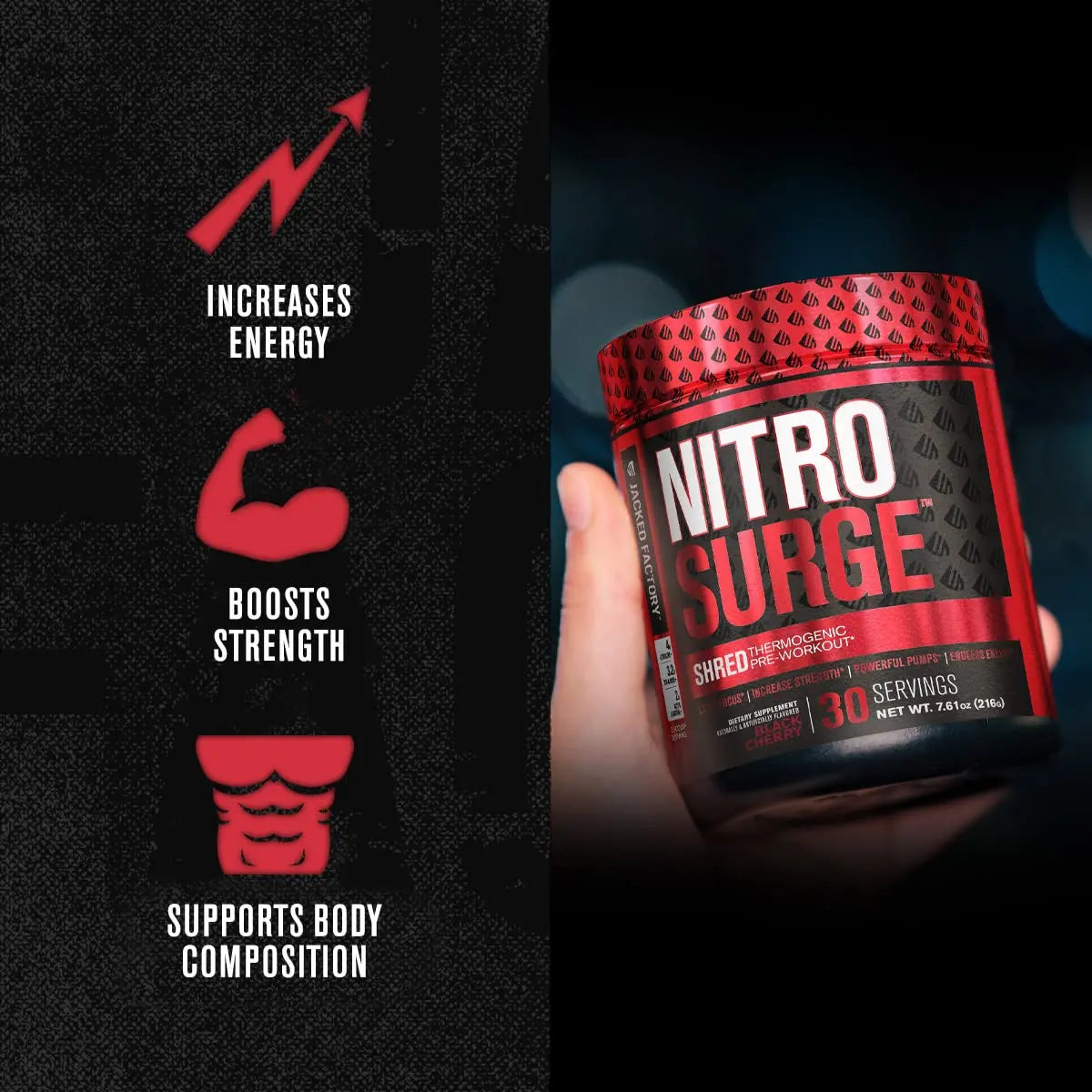 Jacked Factory Nitrosurge Pre-Workout in Arctic White & Watermelon Nitrosurge Shred Jacked Factory