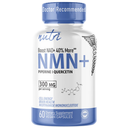 NMN Supplement 300mg NAD Supplement - Nutri Ultra High Absorption Stabilized NMN Nicotinamide Mononucleotide, 40% More NAD+ with Quercetin Phytosome & Black Pepper - mnm supplement (60 Capsules) Nature's FusionsBuy Supplements Australia