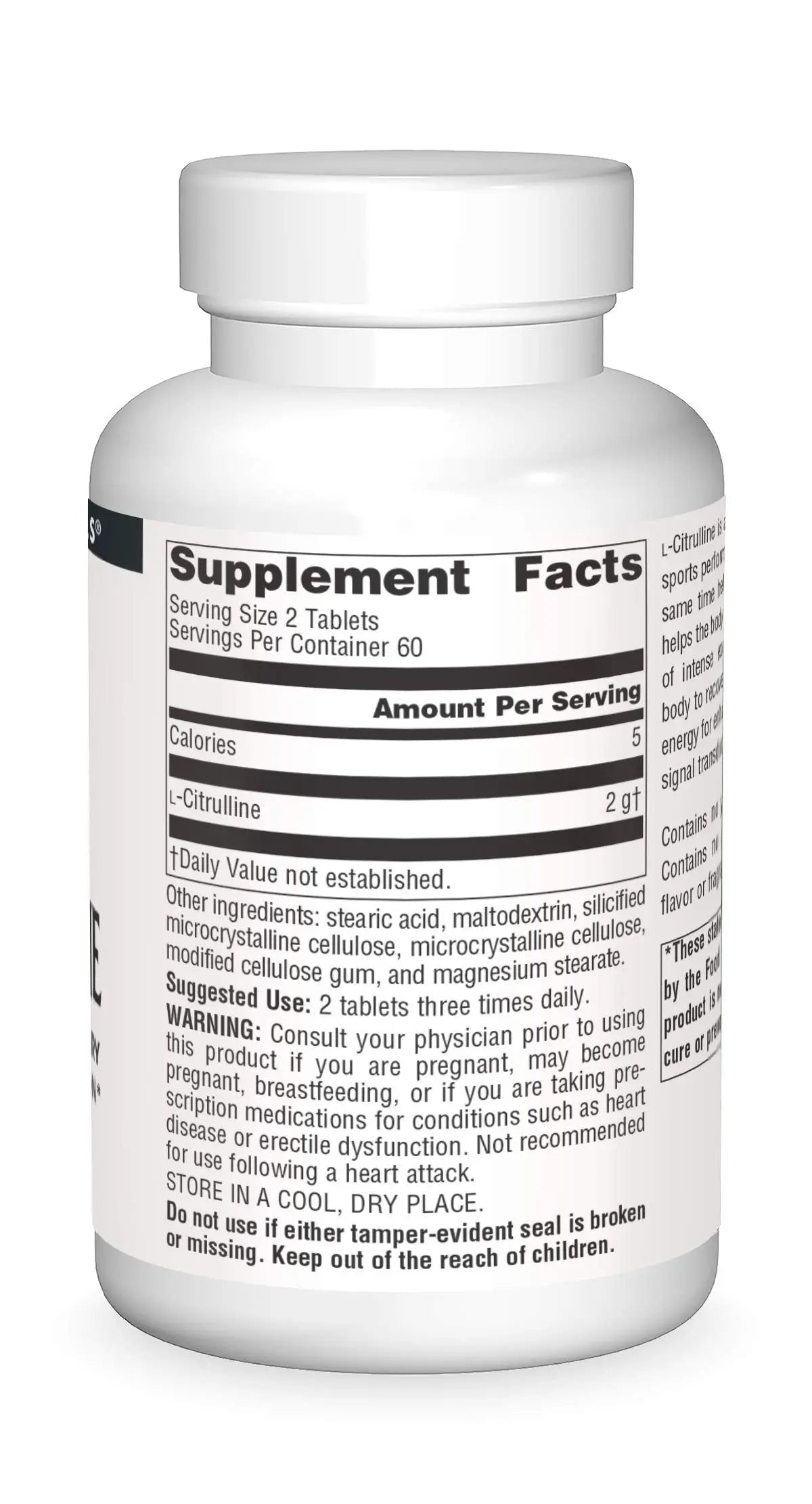 Source Naturals L-Citrulline 1000mg - Nitric Oxcide Booster - 120 Tablets Source Naturals