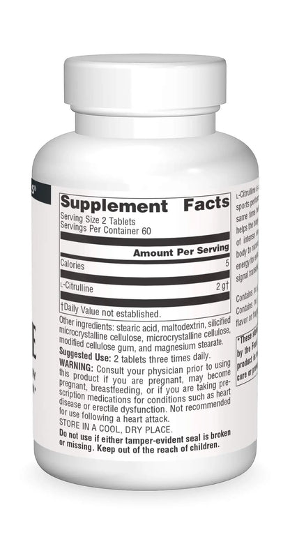 Source Naturals L-Citrulline 1000mg - Nitric Oxcide Booster - 120 Tablets Source Naturals