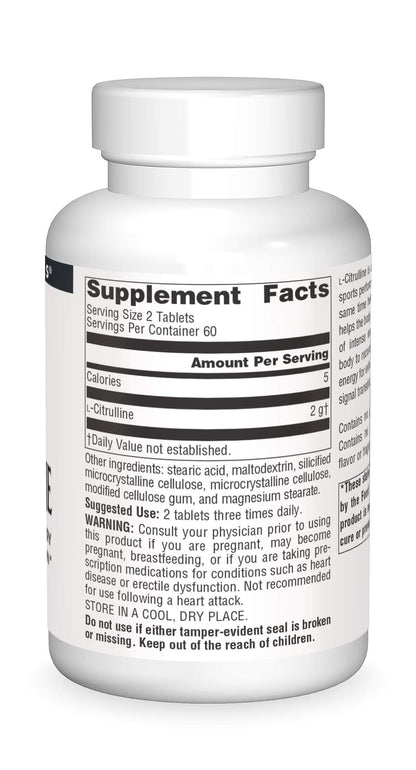 Source Naturals L-Citrulline 1000mg - Nitric Oxcide Booster - 120 Tablets