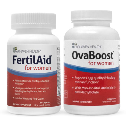 FertilAid for Women & Ovaboost Combo, Female Fertility Supplement & Natural Fertility Vitamin Fairhaven Health