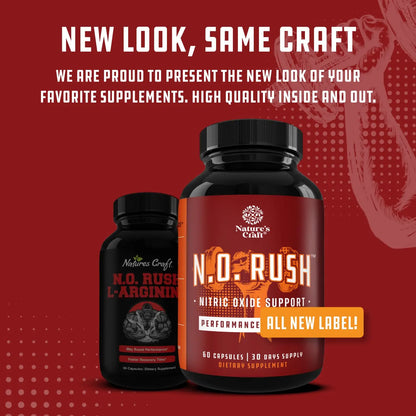 Nitric Oxide Support Pills - Natural Workout Supplement & Exercise Enhancer - Boost Energy Natures Craft