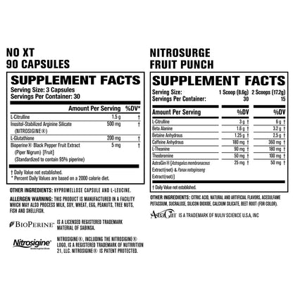 Jacked Factory Nitrosurge Pre-Workout in Fruit Punch & N.O. XT Nitric Oxide Booster Jacked Factory