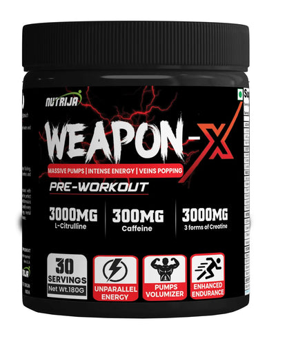 NutriJa Weapon-X Pre-Workout Powder with 21 Active Ingredients - 3 Best Forms of Creatine NutriJa