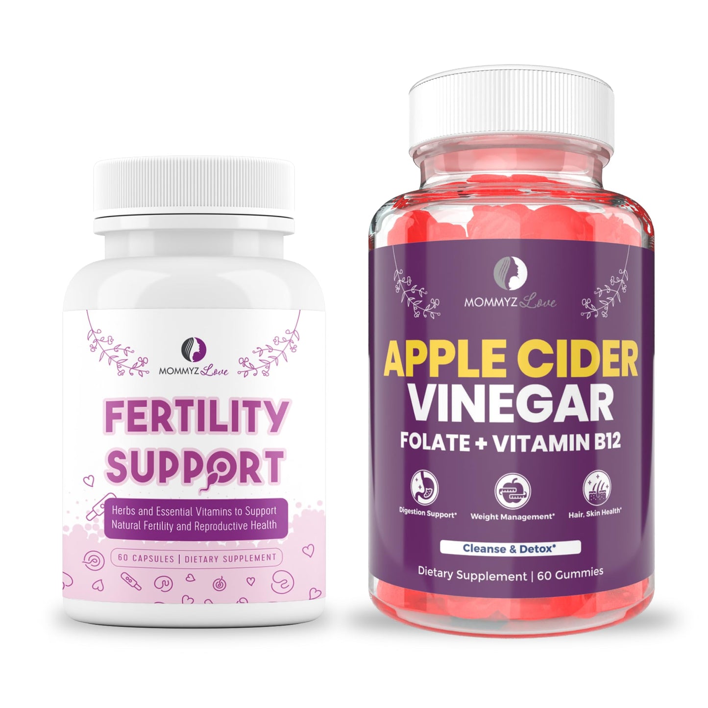 Myo-Inositol Conception Fertility Prenatal Vitamins for Healthy Ovarian Function plus Apple Cider Mommyz Love