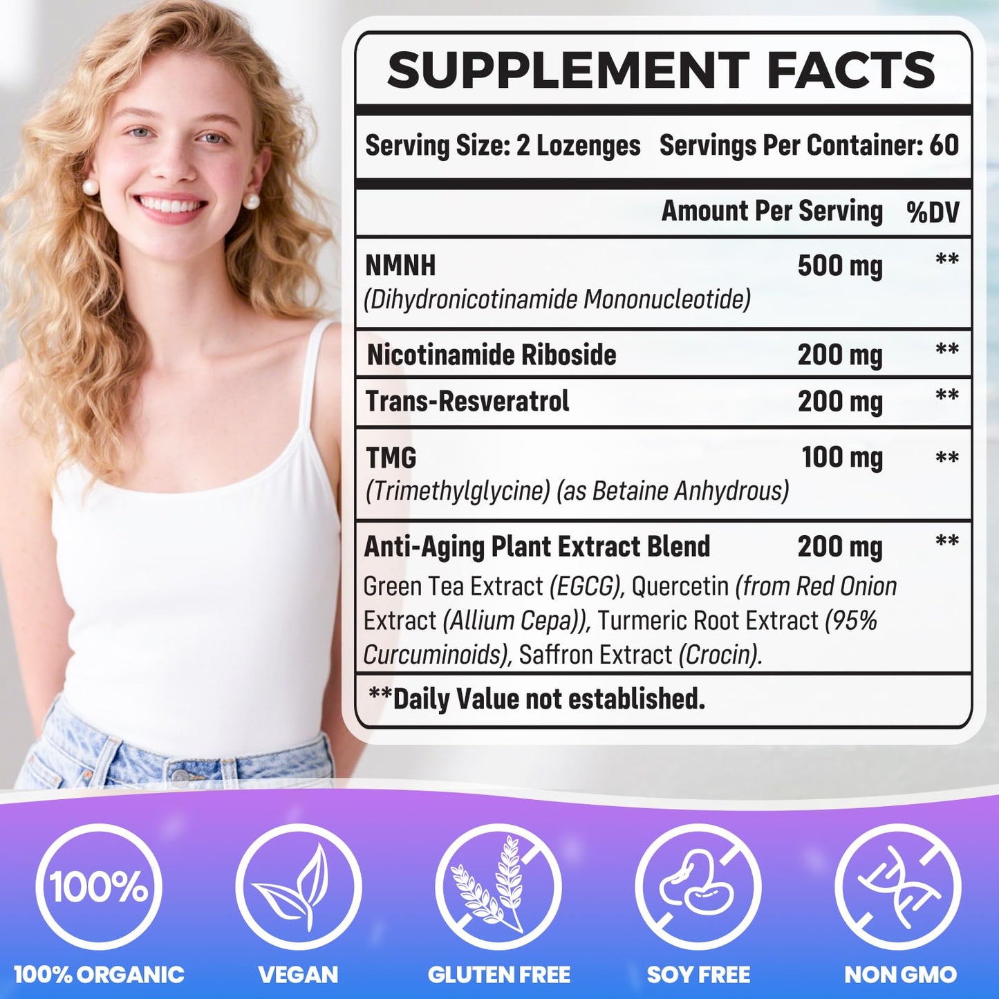 Wriayrui Sublingual NMNH (Dihydronicotinamide Mononucleotide), NMN Supplement Alternative, NAD+ Levels as We Age, Anti-Aging, Energy, NAD Resveratrol Supplement with w/NR, Resveratrol & TMG 120 Count WriayruiBuy Supplements Australia