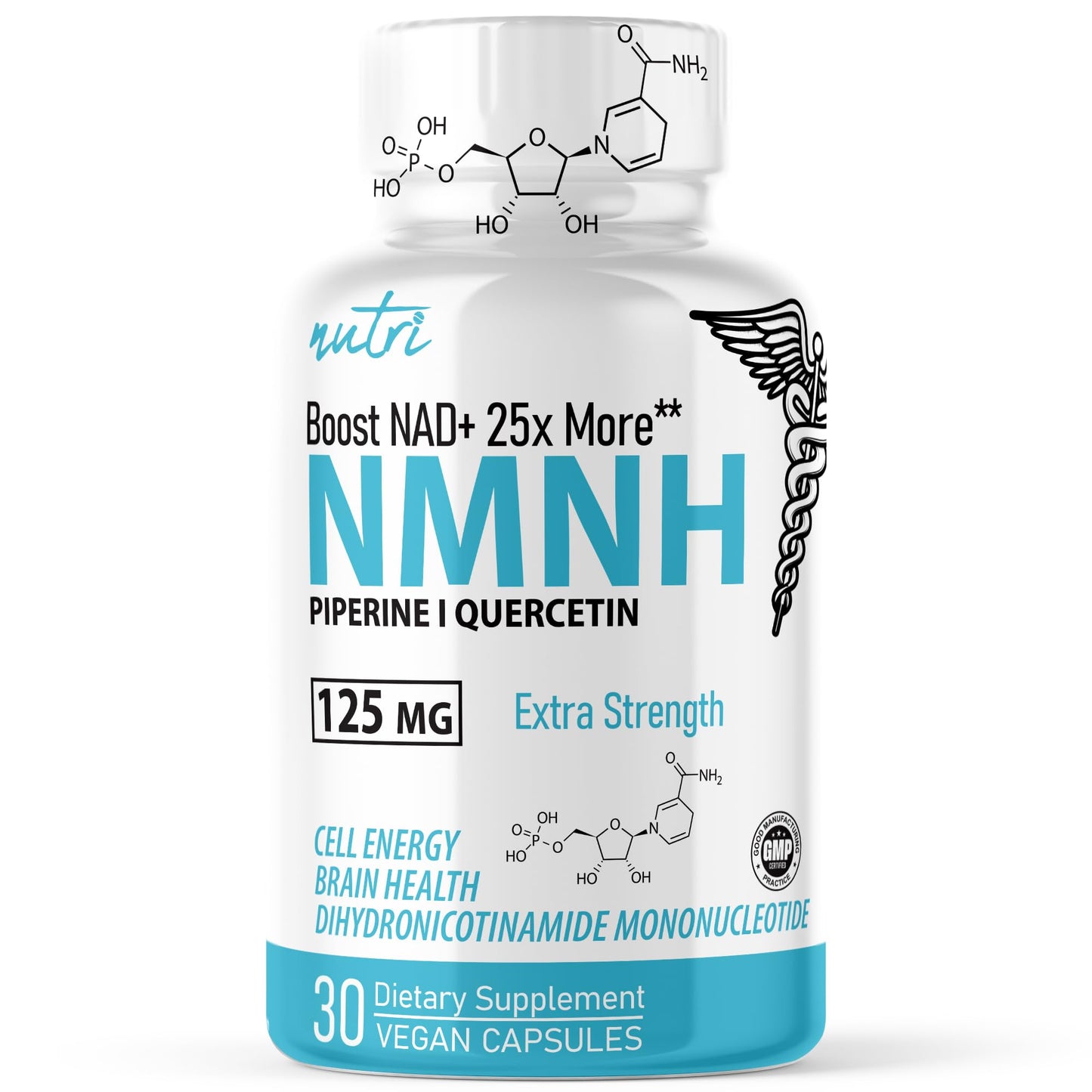 Nature's Fusions NMNH with Piperine & Quercetin - Boost NAD+ with Dihydronicotinamide Mononucleotide (30 Capsules) Nature's FusionsBuy Supplements Australia