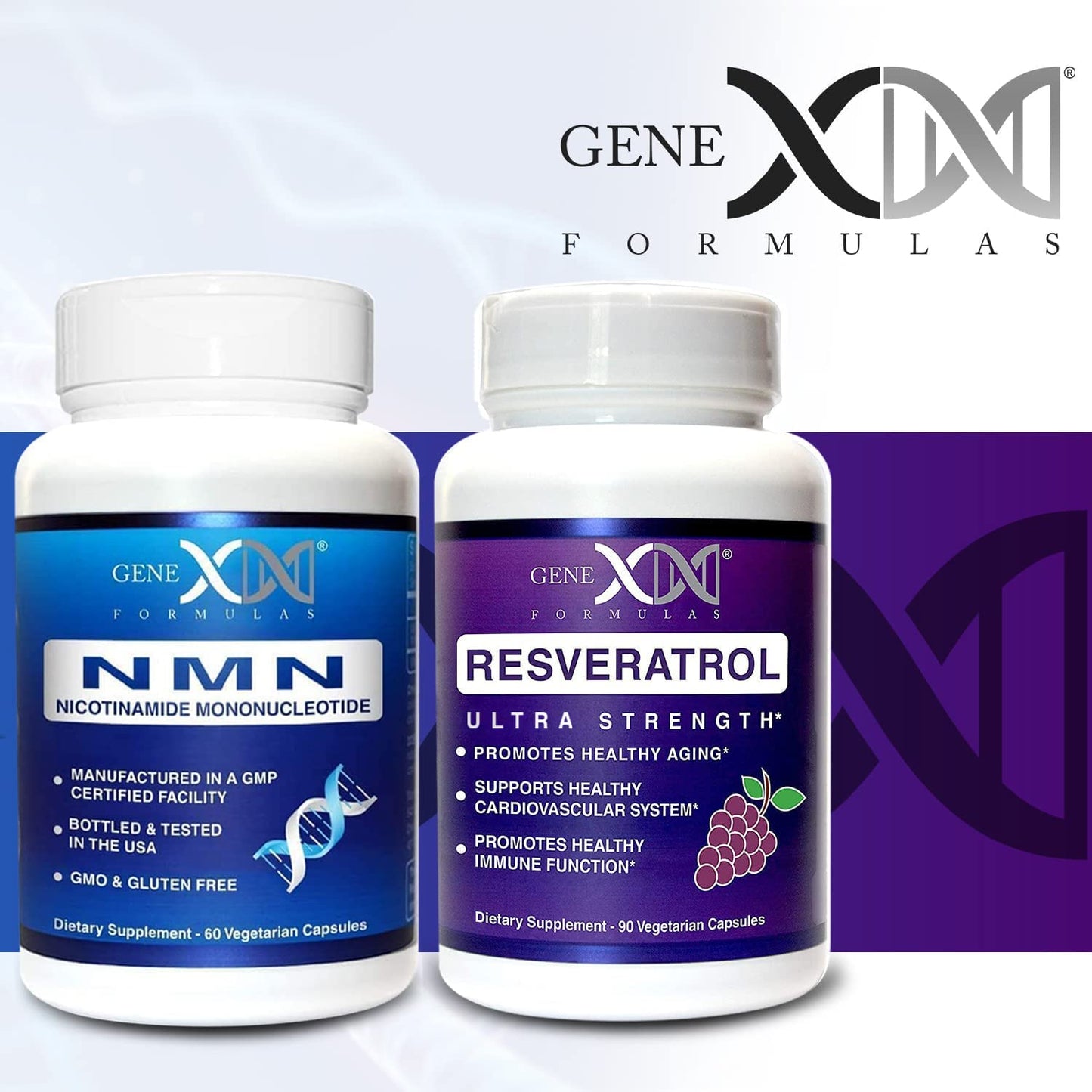 Genex Formulas NMN and Resveratrol Dynamic Duo Supplements | 250mg NAD+ Precursor and Ultra Strength 1500mg Resveratrol w/BioPerine, for Healthy Aging Support Genex FormulasBuy Supplements Australia