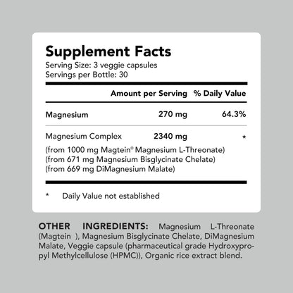 AMANDEAN Magtein Magnesium Complex. L-Threonate, Glycinate, Malate Triple Blend Chelated Magnesium Supplement. 90 Veggie Capsules. High Absorption Branded Ingredients. Brain Health, Sleep, Calm*. AMANDEAN buy supplements Au