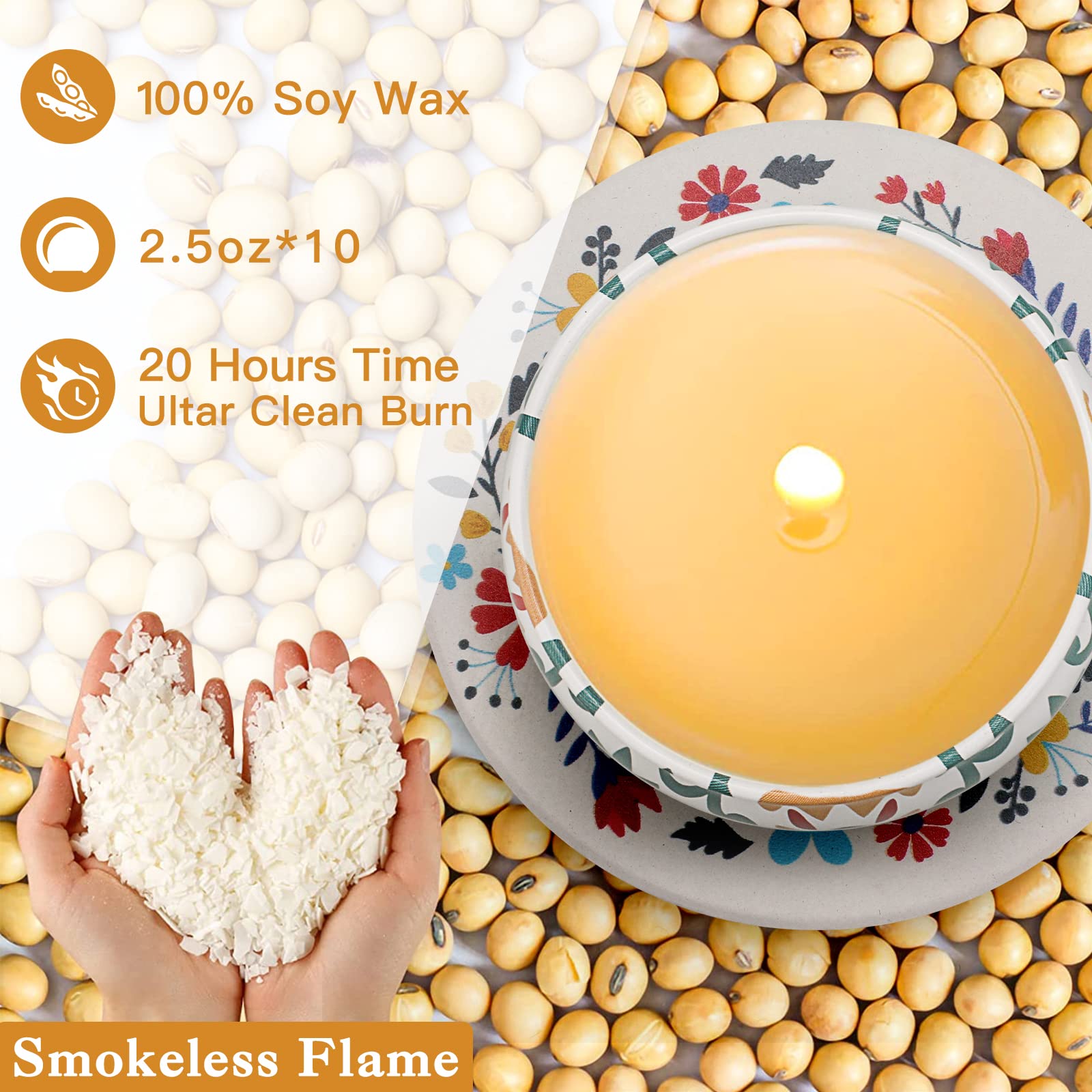 10 Pack Scented Candles Gifts, Aromatherapy Candles for Home Scented with 2 Coasters Yinuo Candle