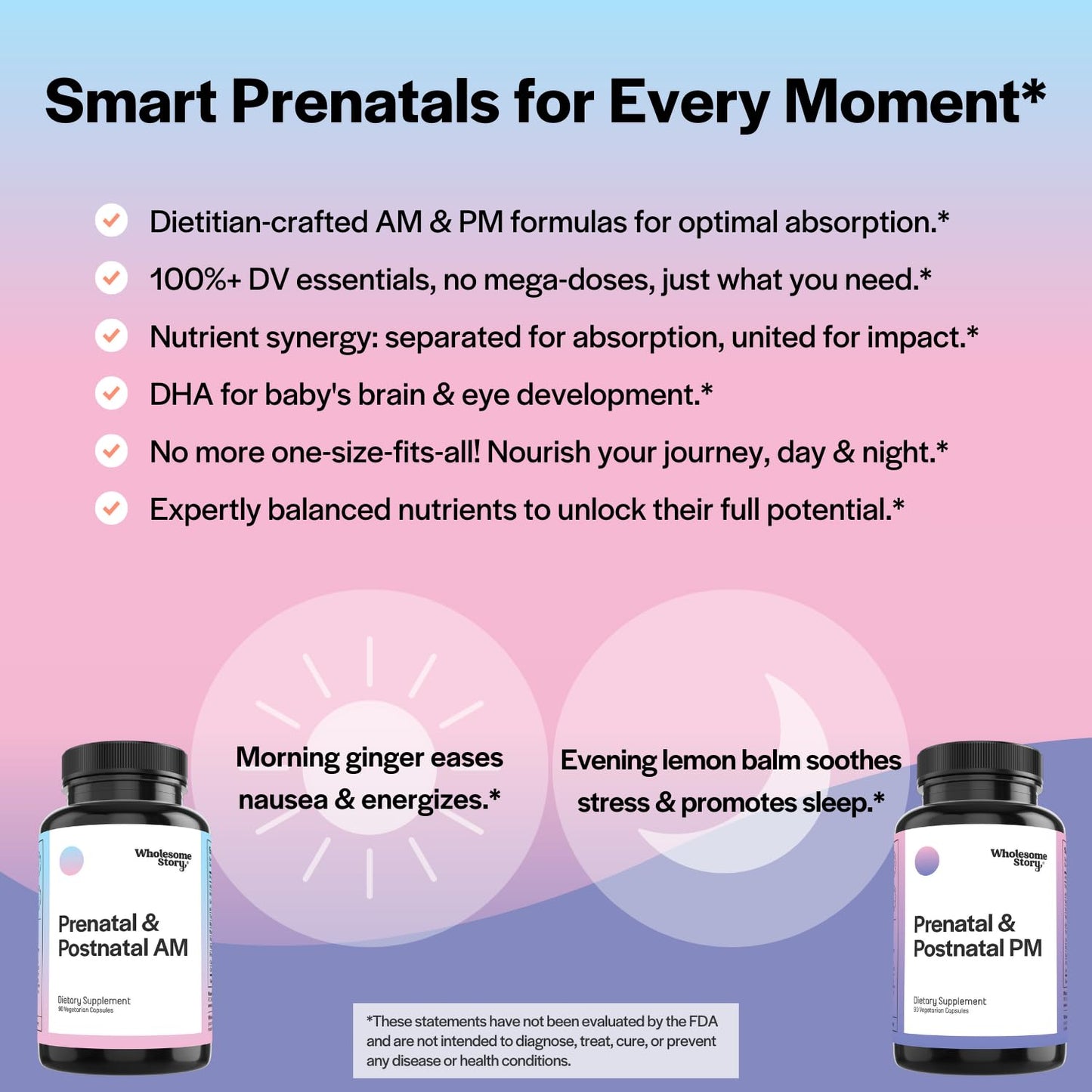 Premium Bioavailable Prenatal & Postnatal Vitamins for Women with DHA, Folate & Iron Wholesome Story