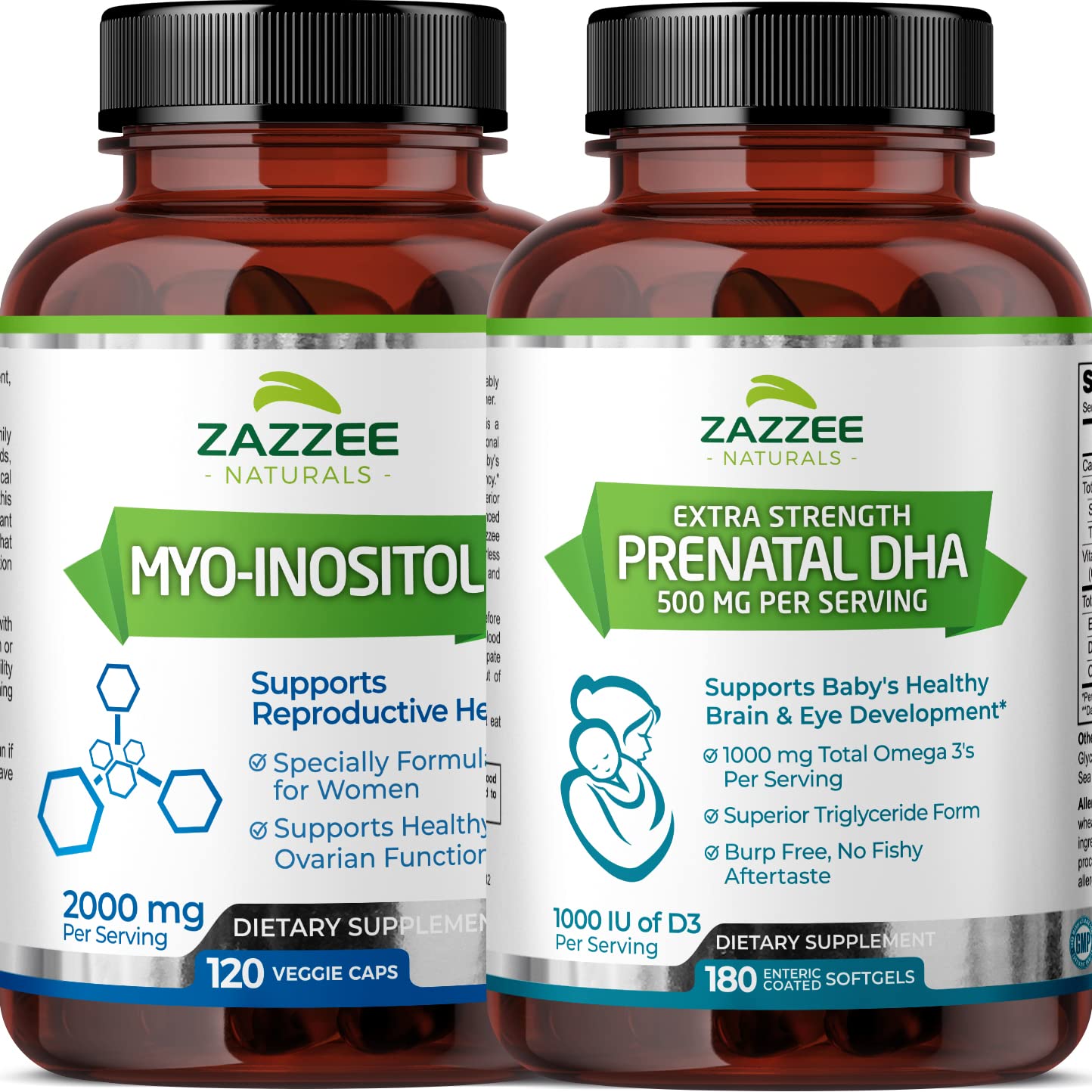 Zazzee Myo-Inositol Capsules and Extra Strength Prenatal DHA Zazzee
