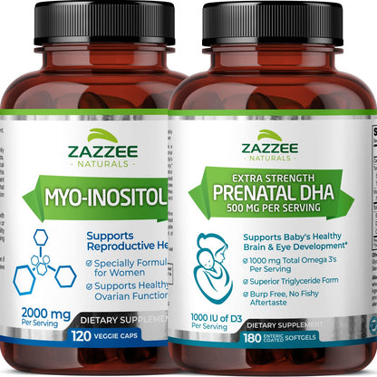 Zazzee Myo-Inositol Capsules and Extra Strength Prenatal DHA Zazzee