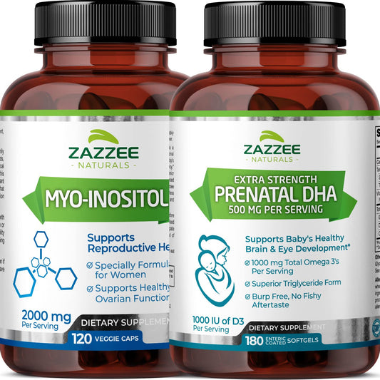 Zazzee Myo-Inositol Capsules and Extra Strength Prenatal DHA Zazzee