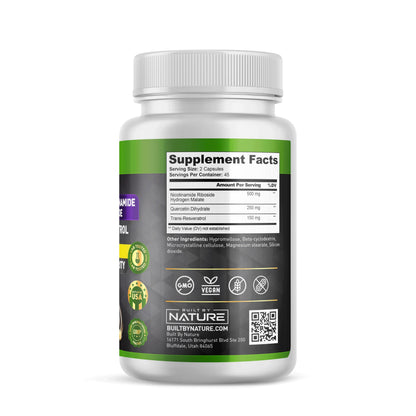 Built by Nature NAD Supplement – NAD+ Nicotinamide Riboside with Resveratrol & Quercetin 900mg Formula – NMN Alternative Supplement for Energy, Cellular Health & Anti-Aging – 90 Capsules Built by NatureBuy Supplements Australia
