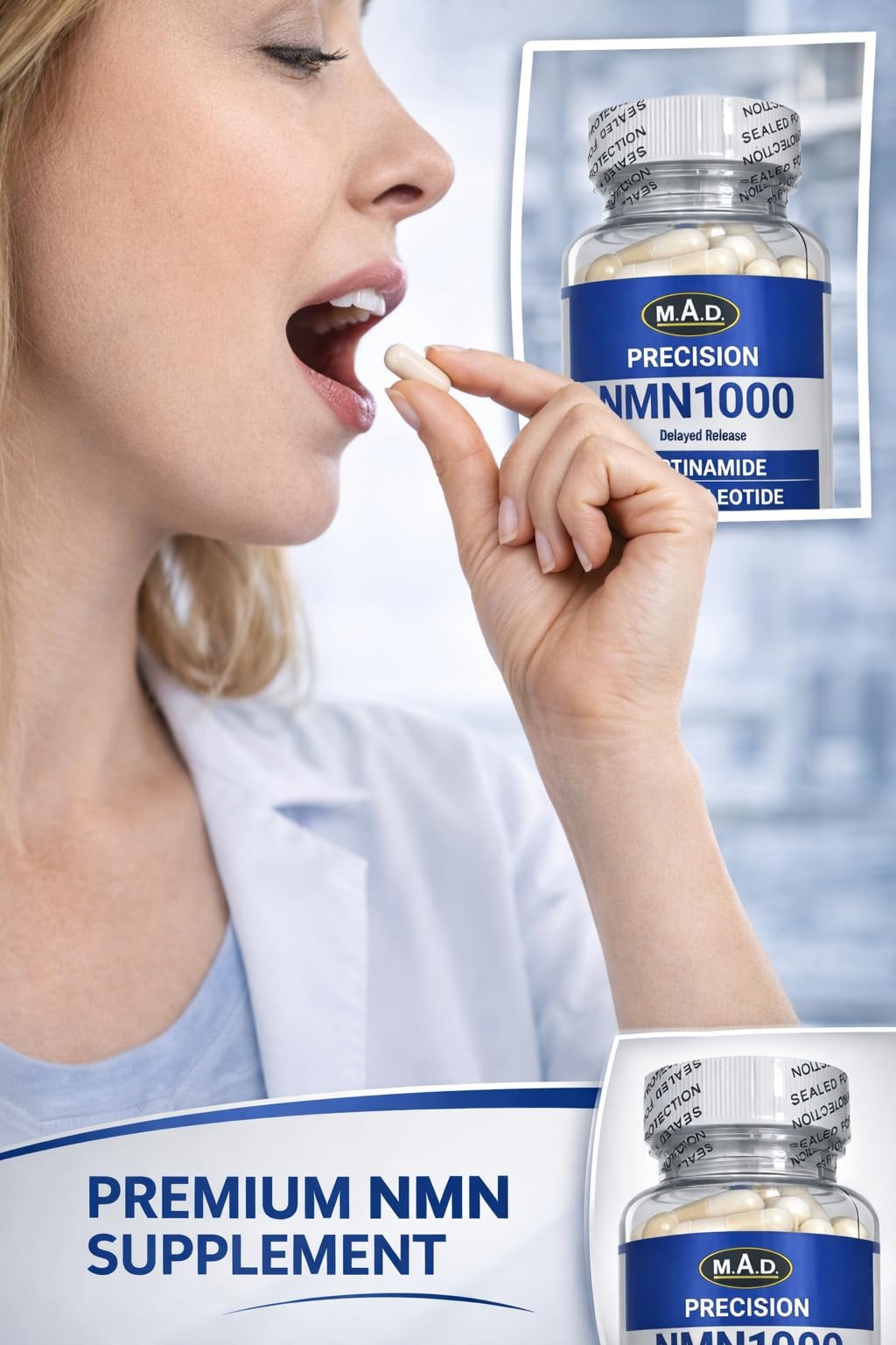 Precision NMN1000-1000 mg per Serving, 90 Capsules, 45 Grams Total Delayed Release Vegetarian Capsule, Nicotinamide Mononucleotide GenericBuy Supplements Australia