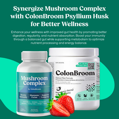 ColonBroom Mushroom Complex, Powerful Mushroom Blend with Cordyceps, Reishi, Shiitake, Lion’s Mane Extract for Energy, Immunity, Stress Relief & Cognitive Health - 60 Capsules, 30 Day Supply ColonBroomBuy Supplements Australia