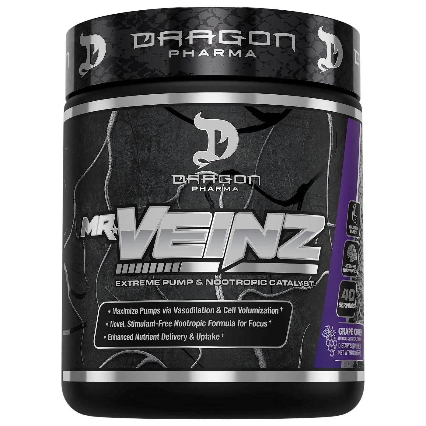 DRAGON PHARMA Mr. Veinz Stim Free Pre-Workout, Extreme Pump & Nootropic Catalyst DRAGON PHARMA