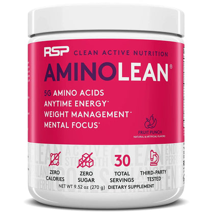 RSP NUTRITION AminoLean Pre Workout Energy (Fruit Punch 30 Servings) with AminoLean RSP NUTRITION