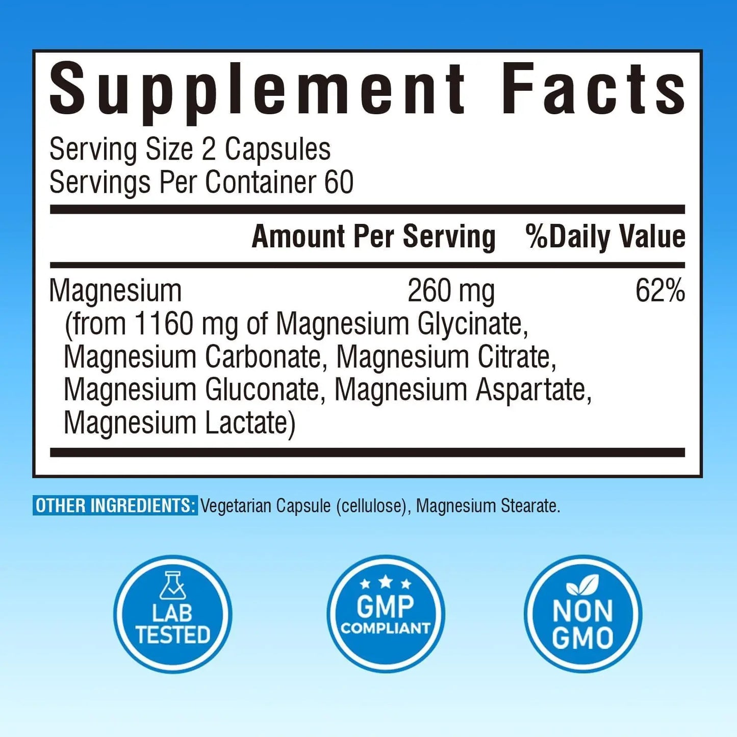 Vitalibre 6 in 1 Magnesium Complex for Women Men, 260mg Elemental Magnesium | Max Absorption | Chelated Magnesium Supplement for Bone, Relaxation & Nerves Support | Non-GMO, 120 Vegan Capsules Vitalibre buy supplements Au