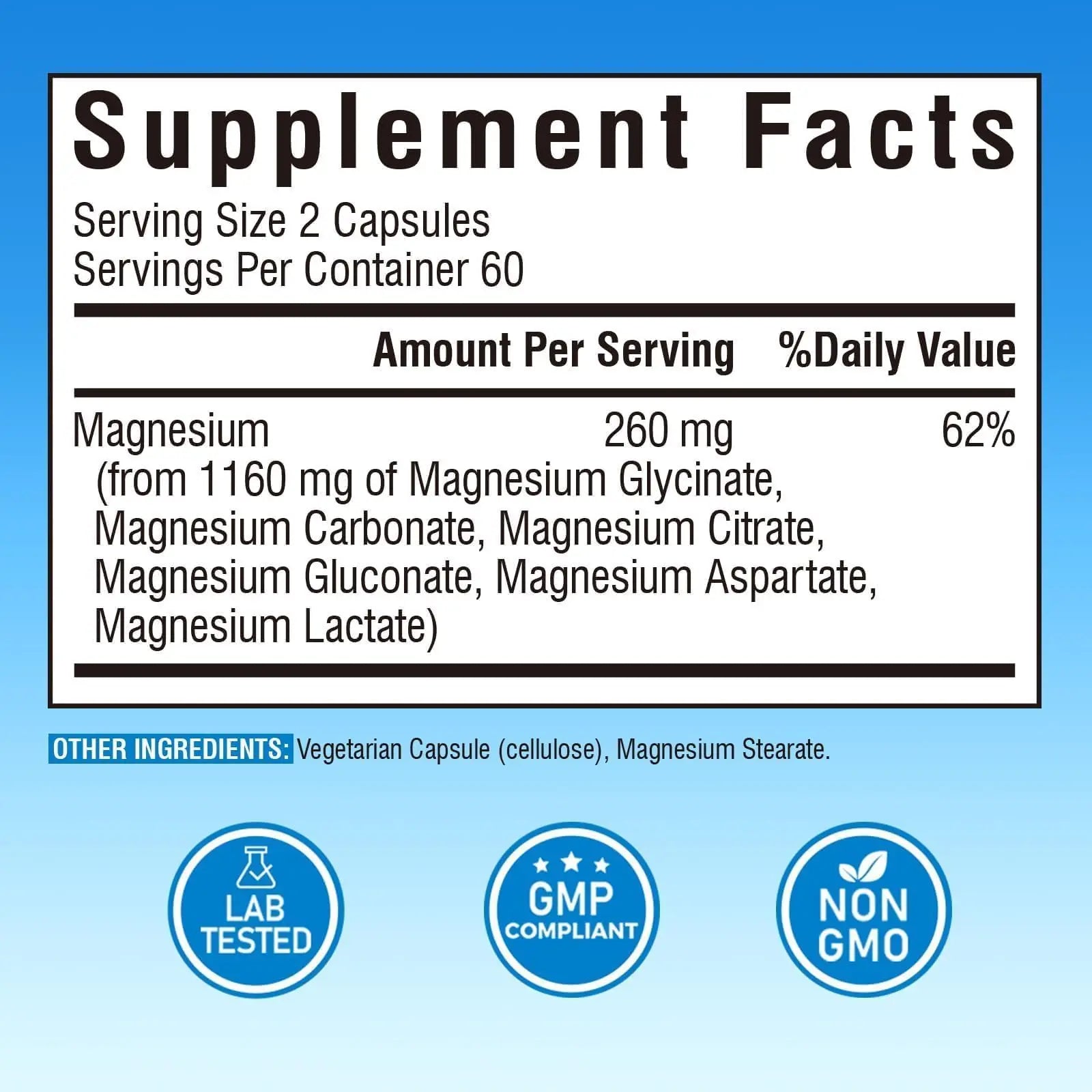 Vitalibre 6 in 1 Magnesium Complex for Women Men, 260mg Elemental Magnesium | Max Absorption | Chelated Magnesium Supplement for Bone, Relaxation & Nerves Support | Non-GMO, 120 Vegan Capsules Vitalibre buy supplements Au