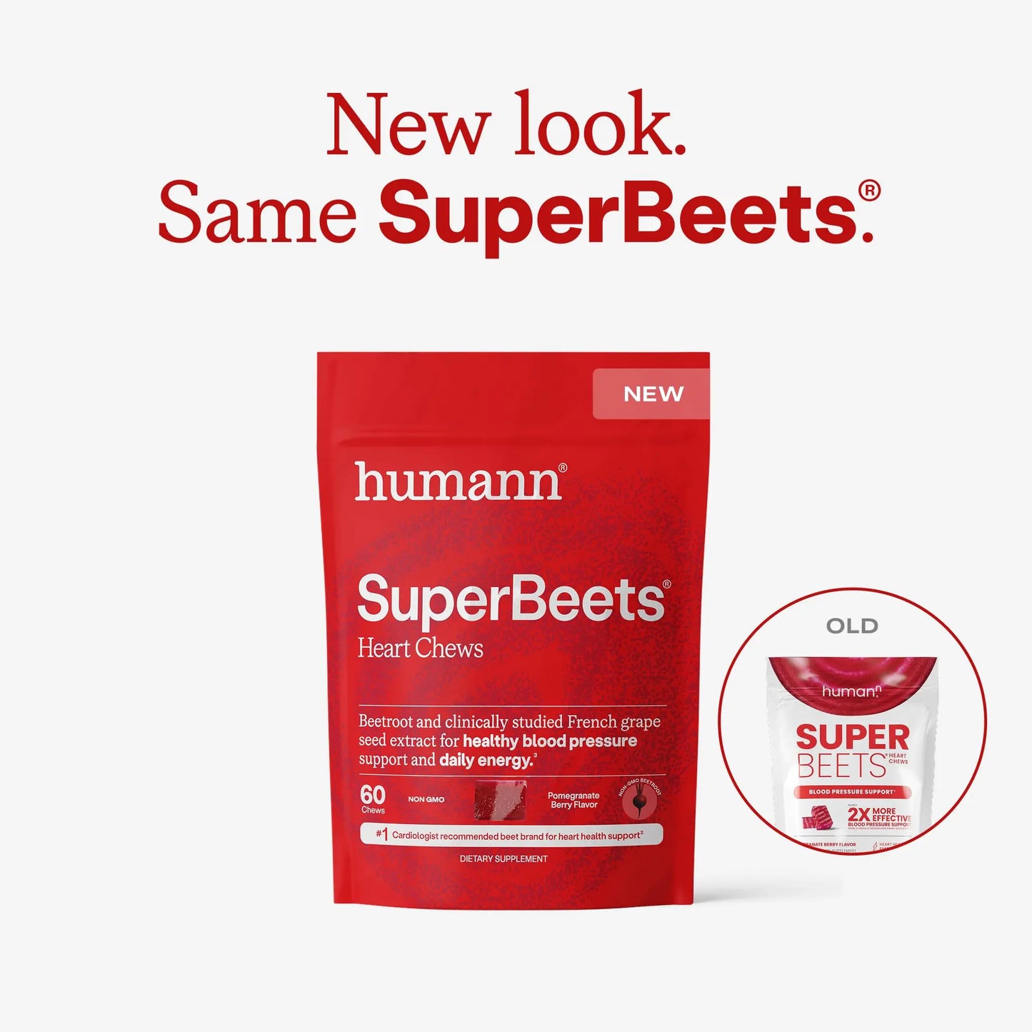 Humann SuperBeets Heart Chews, Beet Root Powder Support Energy Supplement, Nitric Oxide and Blood Pressure Support, Grape Seed Extract & Non-GMO Humann