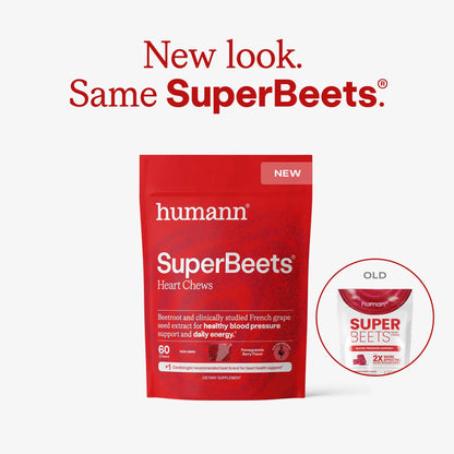Humann SuperBeets Heart Chews, Beet Root Powder Support Energy Supplement, Nitric Oxide and Blood Pressure Support, Grape Seed Extract & Non-GMO Humann
