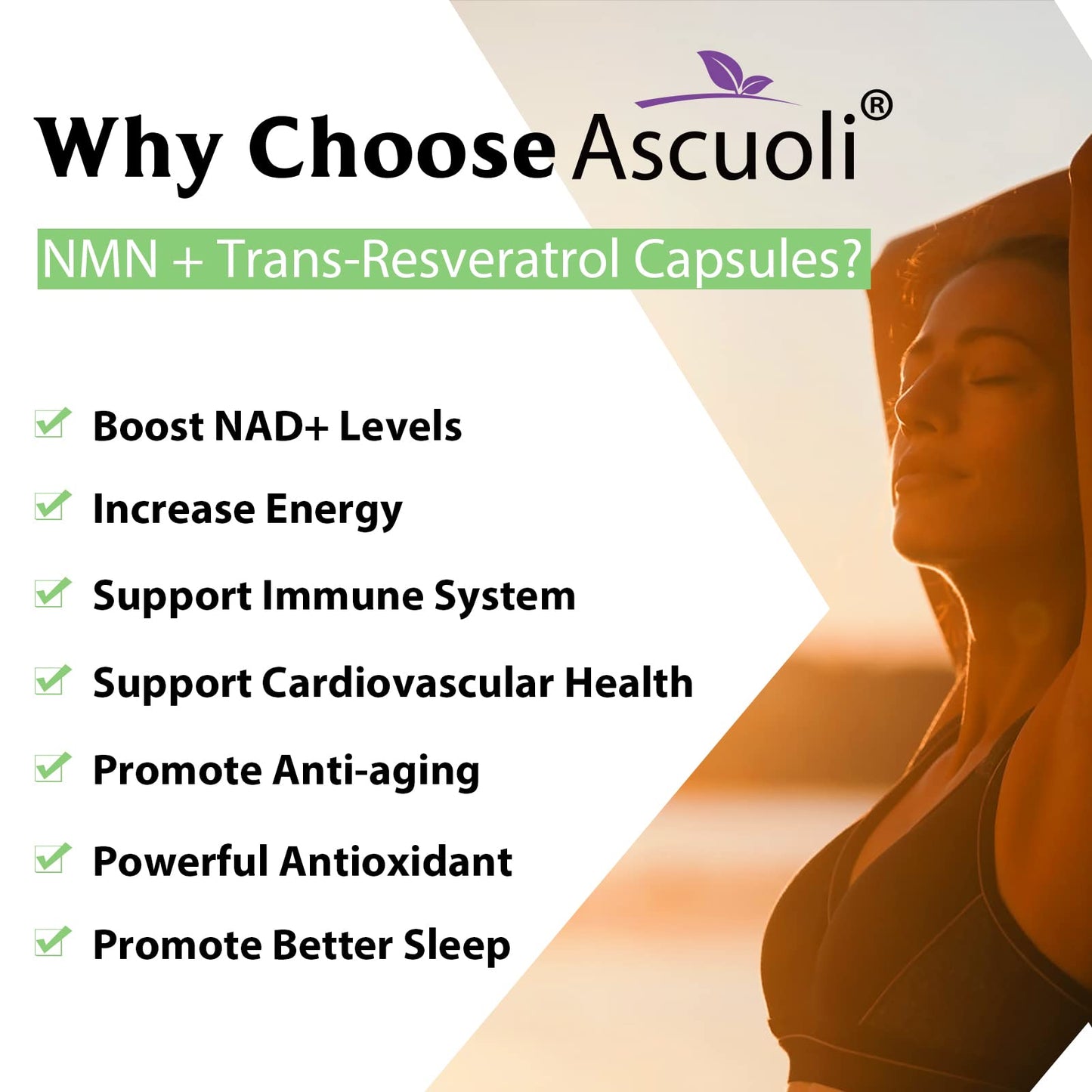 Sublingual NMN 500mg + Trans-Resveratrol 400mg, 3-in-1 Advanced Formula 99% Pure NMN Resveratrol Supplement for Boost* NAD, Cell, Immune, Energy & Muscle, Anti-Aging, 120 Lozenges (120-Day Supply) AscuoliBuy Supplements Australia