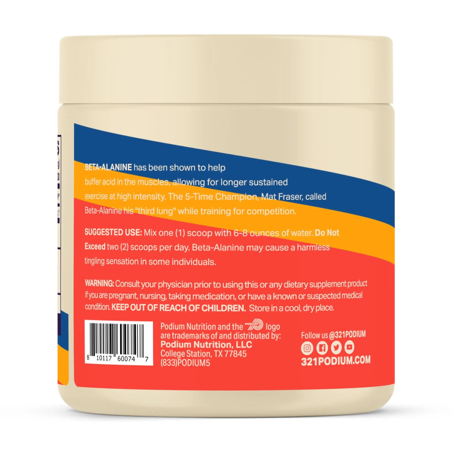 Podium Nutrition, Solos | Beta Alanine, 60 Servings, Unflavored, Boost Athletic Performance Podium Nutrition