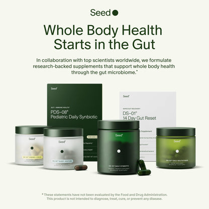 Seed PDS-08 Pediatric Daily Synbiotic - Fiber-Based Prebiotic & Probiotic for Kids - Digestive Health, Regularity, Constipation Relief - Ages 3-17 - Vegan and Shelf-Stable - 30 Sachets (30-Day Supply) Visit the Seed StoreBuy Supplements Australia