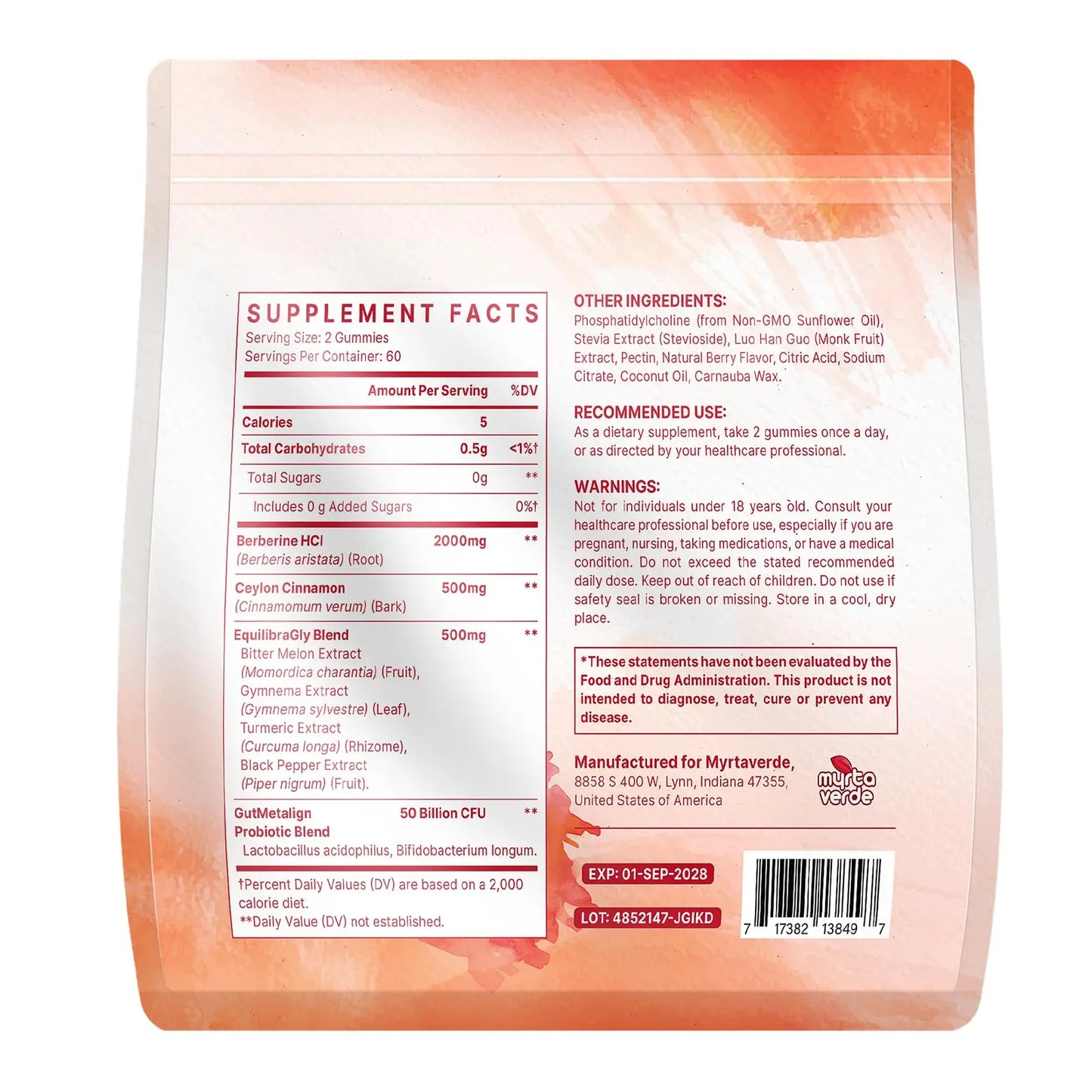 2000mg Liposomal Berberine Supplement Gummies | High Potency Berberine HCI Activates AMPK with Ceylon Cinnamon | Advanced Absorption | Zero Sugar Mixed-Berry | 120 Count Myrtaverde buy supplements Au