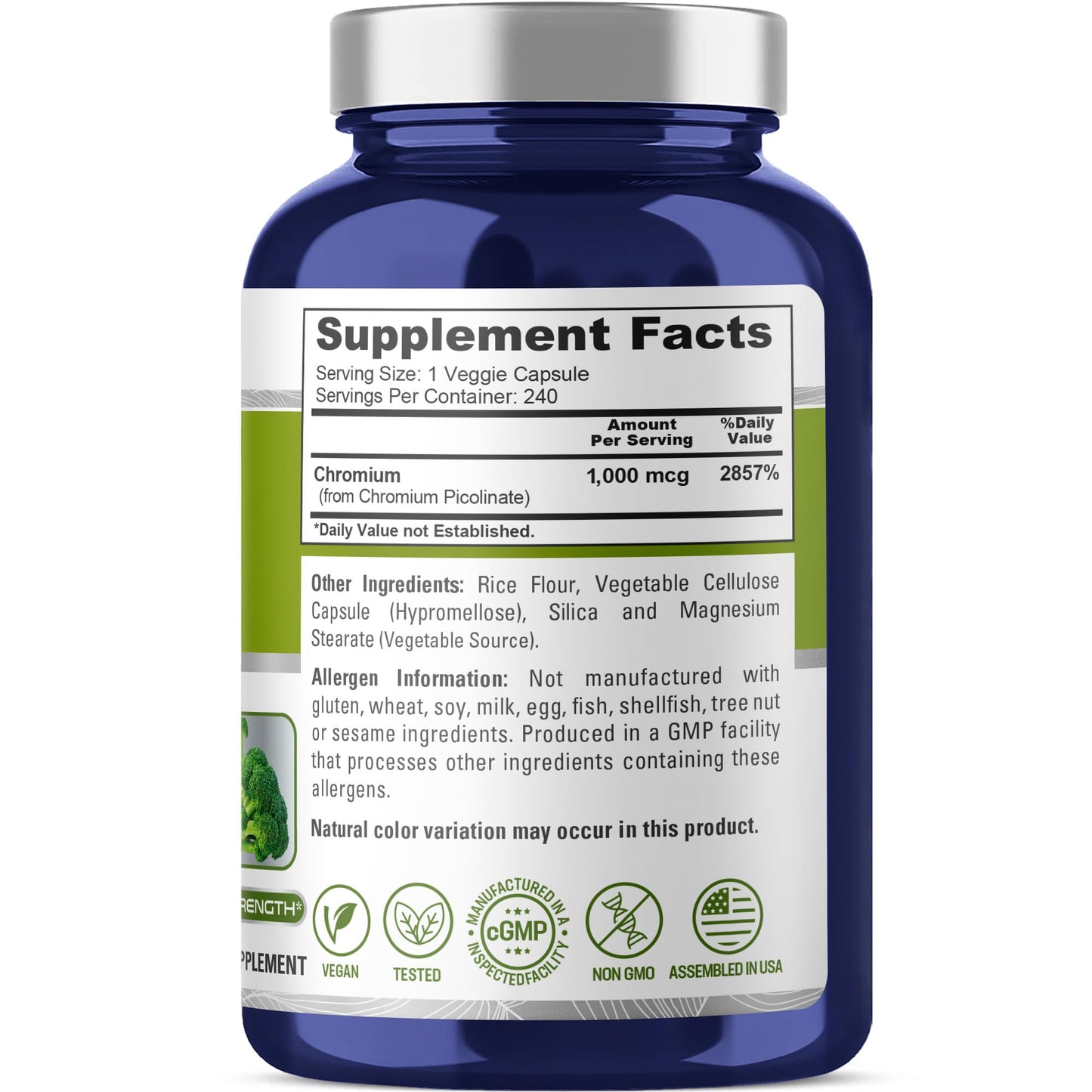 NusaPure Chromium Picolinate 1000mcg 240 Veggie Capsules (Non-GMO, Vegan) NusaPureBuy Supplements Australia