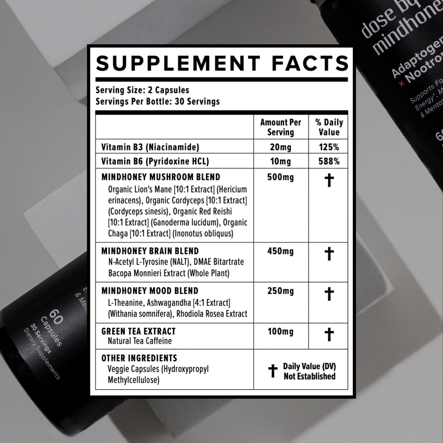 MINDHONEY | DOSE 60 Count, Premium All-in-One Nootropic Brain Supplement | Focus, Mood, Energy, & Memory | Functional Mushrooms & Adaptogens - Lion’s Mane, Ashwagandha, L-Theanine, Bacopa, & Vitamins MINDHONEYBuy Supplements Australia