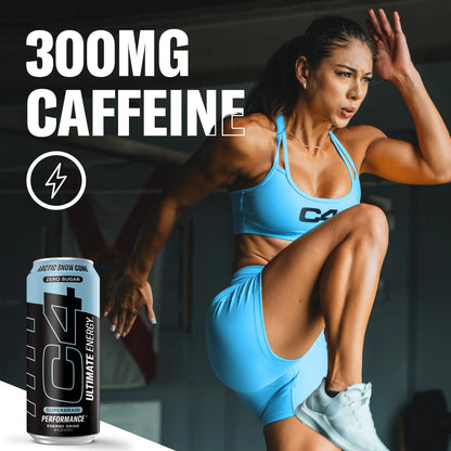 C4 Ultimate Sugar Free Energy Drink 16oz (Pack of 24) | Arctic Snow Cone | Pre Workout Cellucor