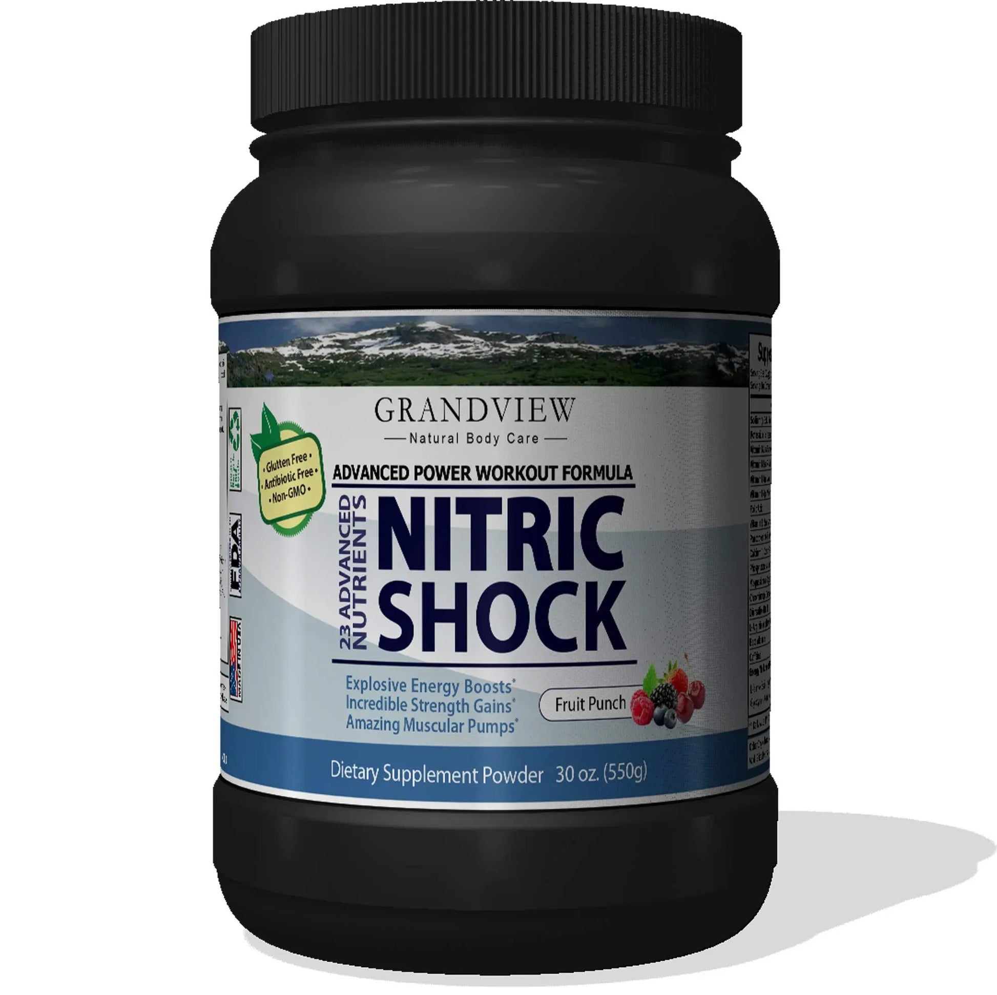 N Shock- Pre Workout Powder, x10 Strength, 44 Servings, (Fruit Punch) Boost Energy Grandview Natural Body Care